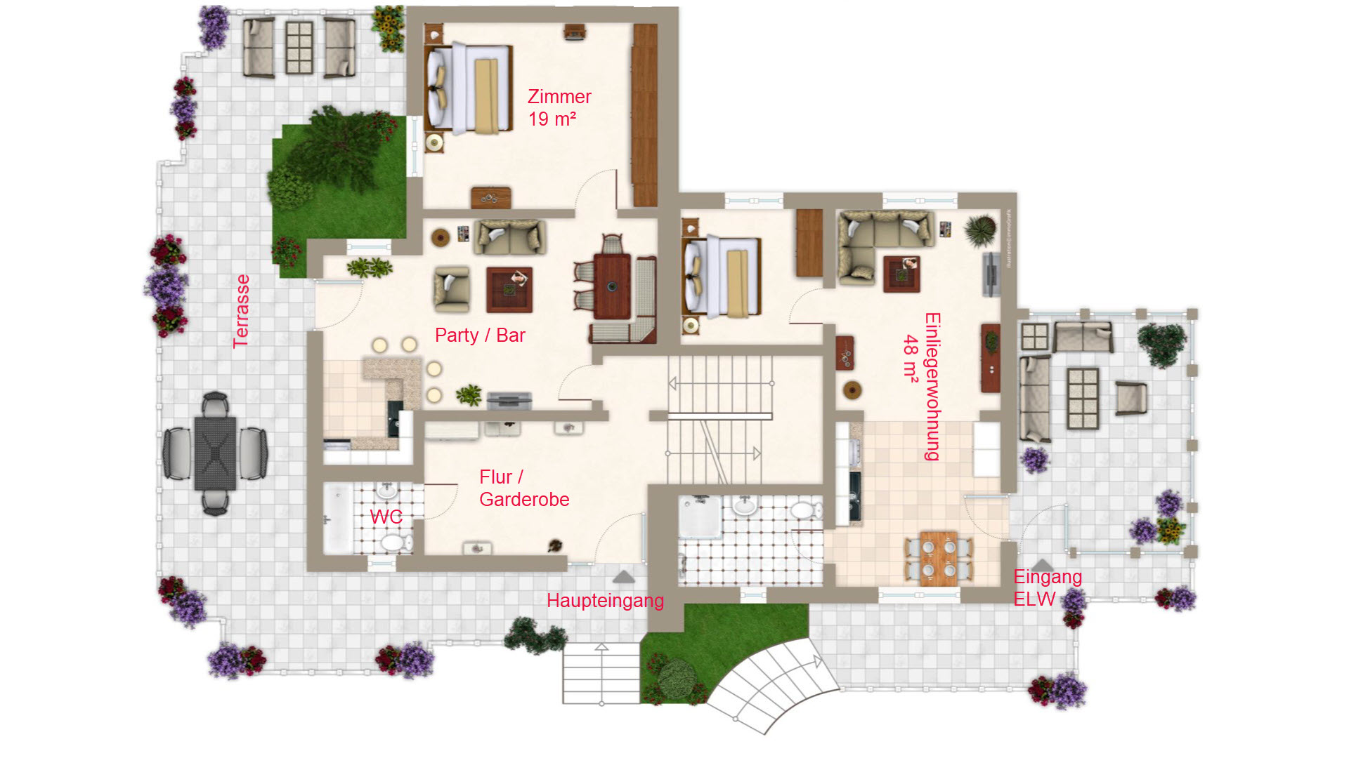 Morsbach-Herbertshagen: besondere Lage - besonderes Haus, Grundriss - Erdgesschoss